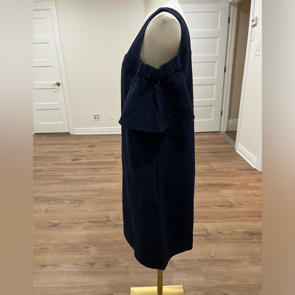 J. Crew Cold Shoulder Dress Navy Blue SZ M - Picture 6 of 16